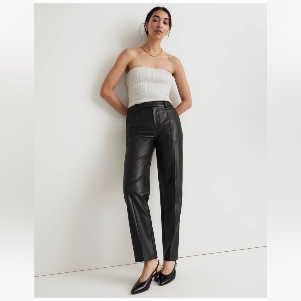 Madewell x Aimee Song | Faux Leather Slim Tapered Pants